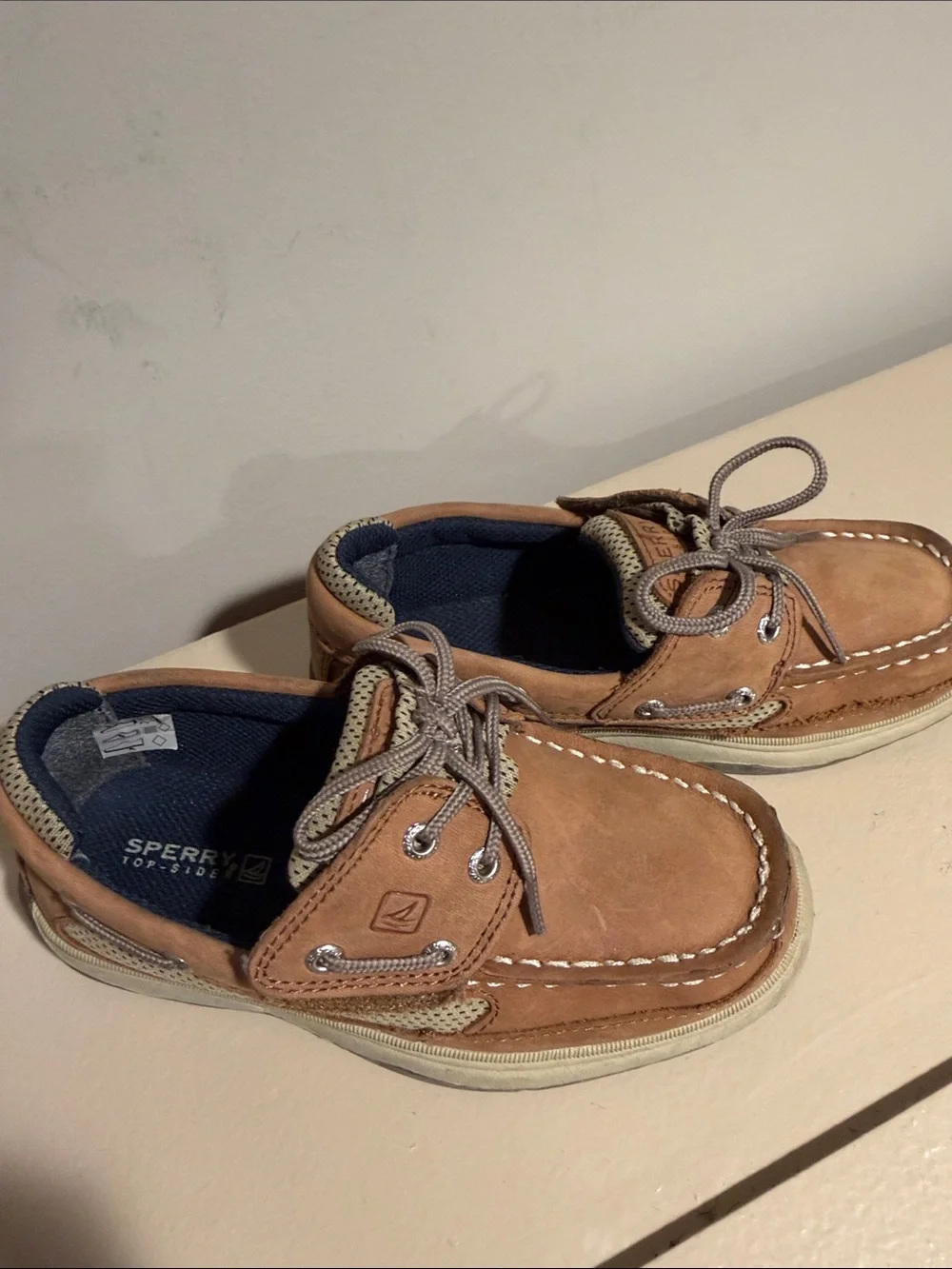 Sperry Tan Suede Kids Boat Shoes